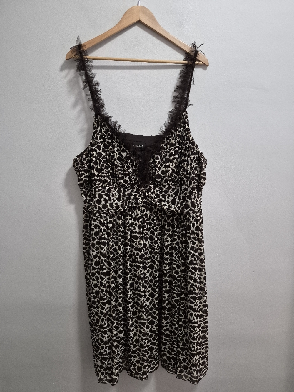Lane Bryant Animal Print Leopard Babydoll Dress Tulle Straps Stretchy Size 22